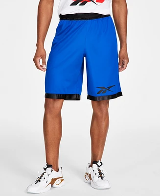 Reebok Men's Regular-Fit Logo-Print Mesh Basketball Shorts