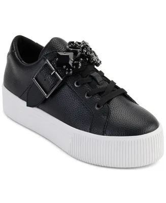 Karl Lagerfeld Paris Women's Vero Lace-Up Embellished Buckled Sneakers