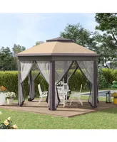 Outsunny 13' x 13' Pop Up Gazebo with 6 Zippe Mesh Netting