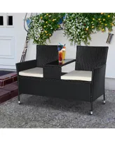 Outsunny Patio Wicker Conversation Furniture Set