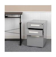 Emma+Oliver Ergonomic 3-Drawer Mobile Locking Filing Cabinet Storage Organizer