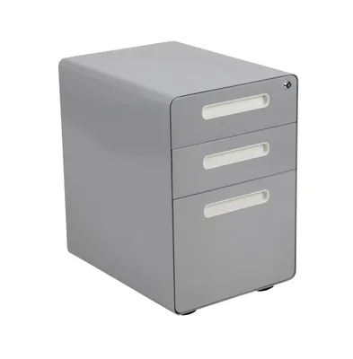 Emma+Oliver Ergonomic 3-Drawer Mobile Locking Filing Cabinet Storage Organizer