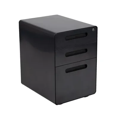 Emma+Oliver Ergonomic 3-Drawer Mobile Locking Filing Cabinet Storage Organizer