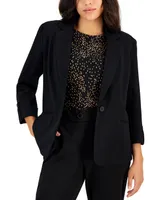 Ak Anne Klein Petite Notch-Lapel One-Button Blazer