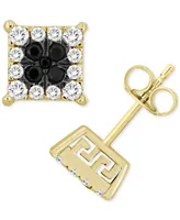 Men's Black & White Diamond Greek Key Stud Earrings (1/2 ct. t.w.) in 10k Gold