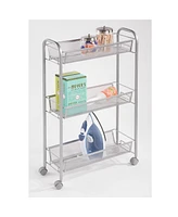 mDesign Portable Metal Rolling Laundry Utility Cart