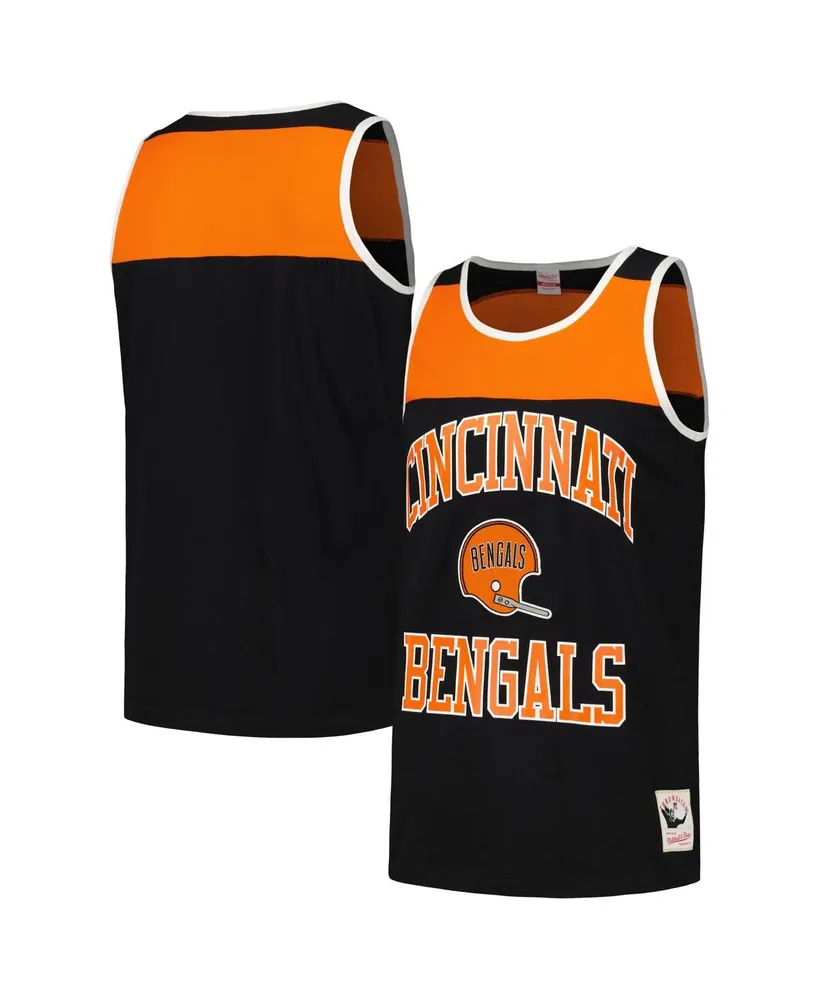 Men's Mitchell & Ness Black and Orange Cincinnati Bengals Heritage Colorblock Tank Top