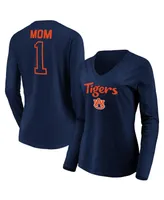 Women's Fanatics Navy Auburn Tigers #1 Mom Long Sleeve V-Neck T-shirt