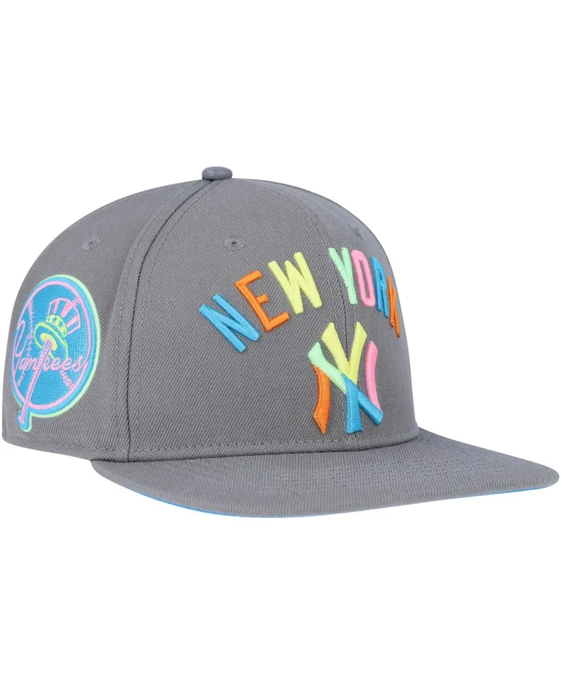 Men's Pro Standard Gray New York Yankees Washed Neon Snapback Hat