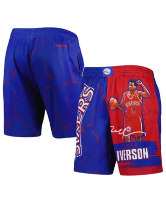 Men's Mitchell & Ness Allen Iverson Royal Philadelphia 76ers Hardwood Classics Player Burst Shorts