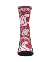 Men's and Women's Rock 'Em Socks Washington State Cougars Allover Logo Paint Crew