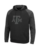 Men's Colosseum Black Texas A&M Aggies Blackout 3.0 Tonal Raglan Pullover Hoodie