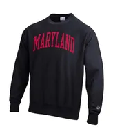 Men's Champion Black Maryland Terrapins Arch Reverse Weave Pullover Sweatshirt