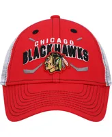 Big Boys and Girls Red and White Chicago Blackhawks Core Lockup Trucker Snapback Hat
