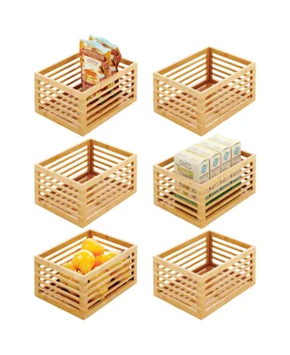 mDesign Bamboo Slotted Kitchen Pantry Organizer Bin - 6 Pack