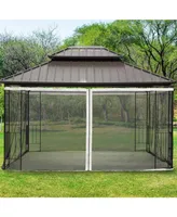 Outsunny Universal Replacement Mesh Sidewall Netting for Gazebos and Canopy Tents with Zippers, (Sidewall Only) Black