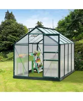 Outsunny 6' x 8' x 7' Polycarbonate Greenhouse Walk-in Plant Greenhouse for Backyard/Outdoor Use with Window and Door, Aluminum Frame, Pc Board