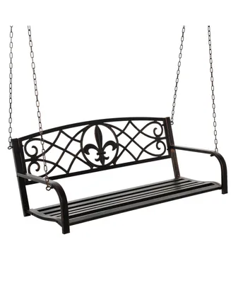Outsunny 2-Person Porch Swing, Hanging Steel Patio Swing