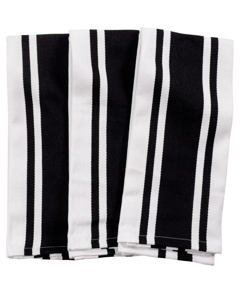 Large Kitchen Towels - Black Stripes, Set of 3