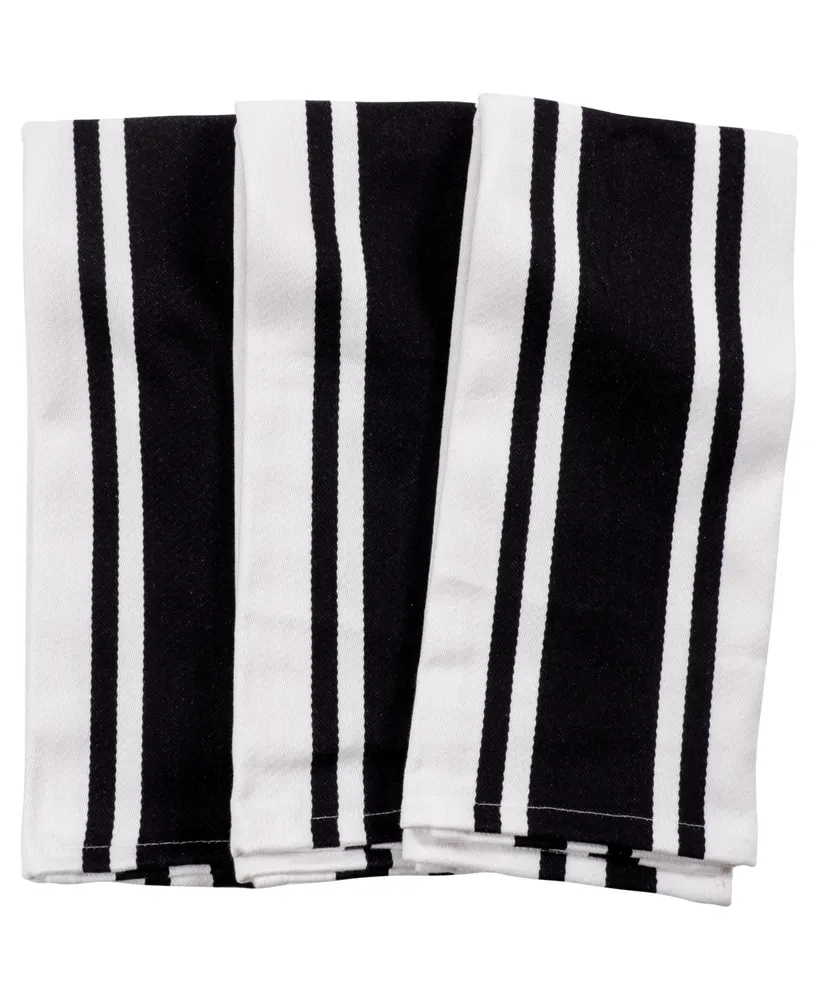 Kaf Home Union Stripe Cotton 3 Piece Kitchen Dish Towel Set, 18" x 28"