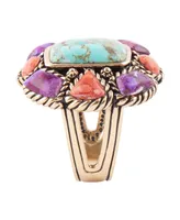 Barse Inca Genuine Multi Stone Round Statement Ring