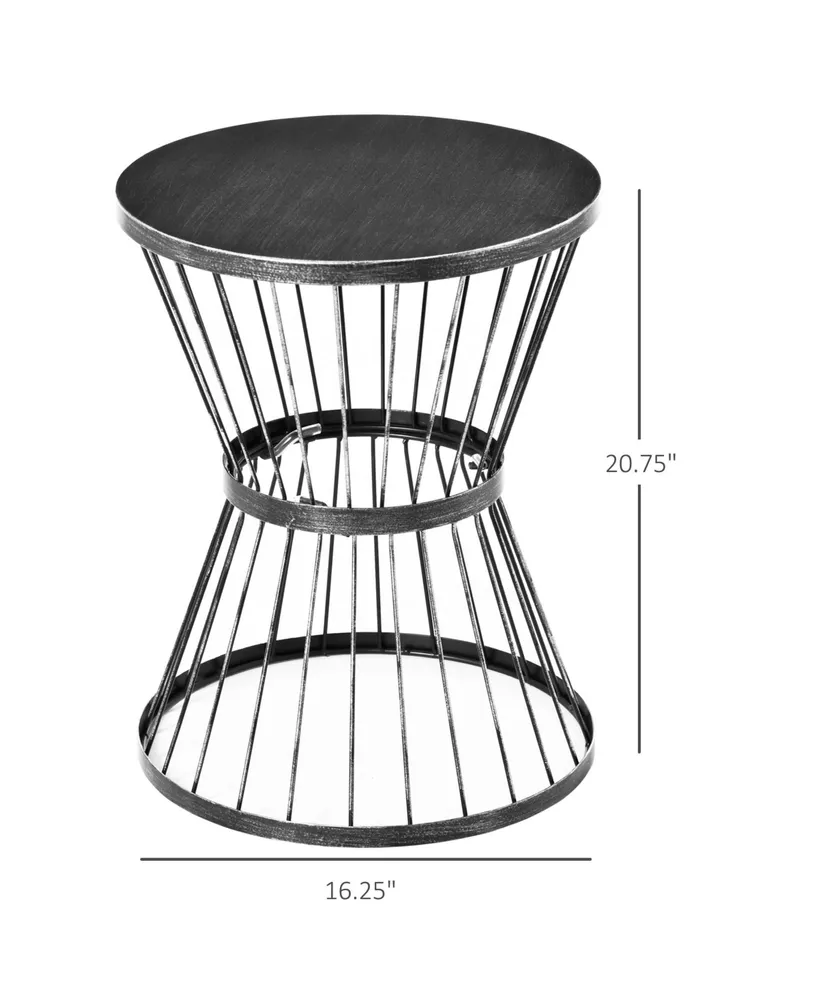 Outsunny 16" Steel Patio End Table, Side Table with Hourglass Design, Accent Table for Outdoor and Indoor Use