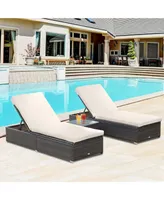 Outsunny Wicker Patio Lounge Chair Set, Outdoor Chaise Lounge Sets w/ 5