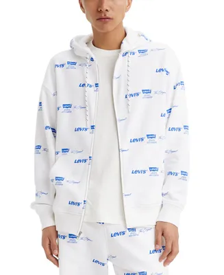 Levi's Men's Relaxed Fit Zip-Front Allover Logo Print Hoodie