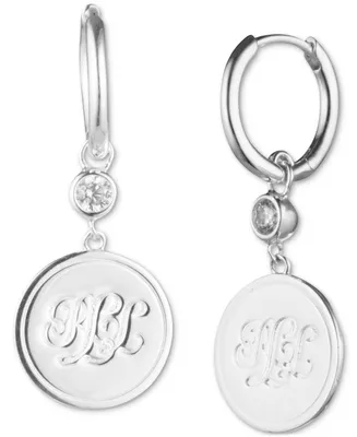 Lauren Ralph Lauren Cubic Zirconia Logo Coin Drop Earrings in Sterling Silver