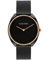 Calvin Klein Women's Quartz Black Stainless Steel Mesh Bracelet Watch 34mm