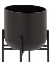 Black Metal Indoor Outdoor Tall Planter with Removable Stand, 12" x 12" x 36"