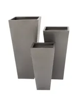 Metal Indoor Outdoor Light Weight Planter with Tapered Base and Polished Exterior Set of 3