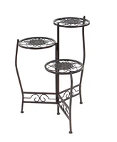 Brown Metal Indoor Outdoor 3 Tier Floral Plant Stand
