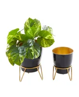 Novogratz Collection Metal Indoor Outdoor Planter with Removable Stand Set of 2