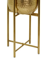 CosmoLiving Metal Deep Recessed Dome Planter with Removable Stand Set of 2