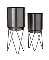 CosmoLiving Gold-Tone Metal Planter with Removable Stand Set of 2