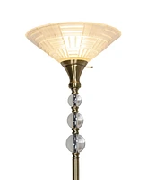 Dale Tiffany Alaris Orb Art Glass Antique-like Brass Torchiere Floor Lamp