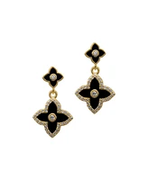 Adornia 14K Gold Plated Black Clover Drop Earrings