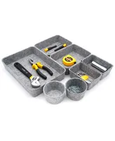 Welaxy 7 Piece Felt Drawer Organizer Set with Round Cups and Trays