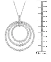 Diamond Triple Circle 18" Pendant Necklace (1 ct. t.w.) in 14k White Gold