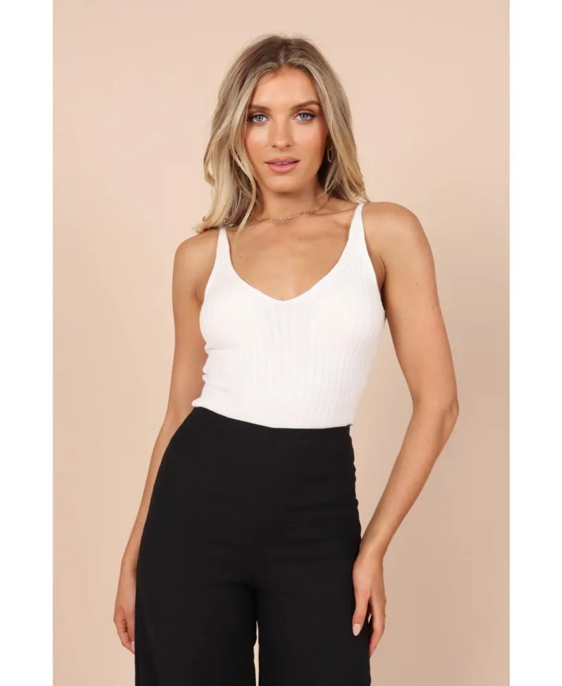 Ari Ribbed Tank Top - White - Petal & Pup