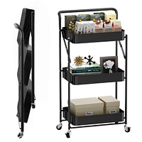 Mega Casa 5 tier Rolling Utility Cart with Lockable Wheels, Adjustable Baskets Metal Storage Cart for Home Kitchen