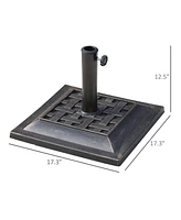 Outsunny 20 lbs Square Resin Umbrella Holder Base w/ Decorative Pattern