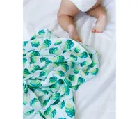 Gots Certified Organic Muslin Swaddle - Two-Pack Gift Set, Tropical Paradise (Parrot + Leaf)