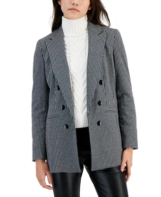 Bar Iii Women's Geo-Knit Faux Double-Breasted Blazer, Created for Macy's