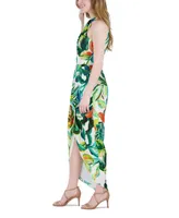 julia jordan Women's Printed Knot-Neck Tulip-Hem Maxi Dress