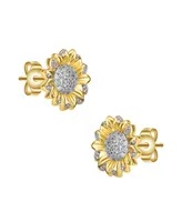 Rachel Glauber Chic 14K Gold Plated Cubic Zirconia Stud Earrings