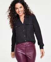 I.n.c. International Concepts Women's Collared Button-Down Blouse