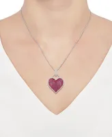 Ruby (6-1/2 ct. t.w.) and Diamond (1/2 ct. t.w.) Pave Heart Pendant in 14k White Gold