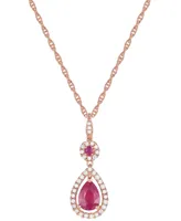 Ruby (1-1/4 ct. t.w.) and Diamond (1/3 Pendant Necklace 14k Rose Gold (Also Available Tanzanite)